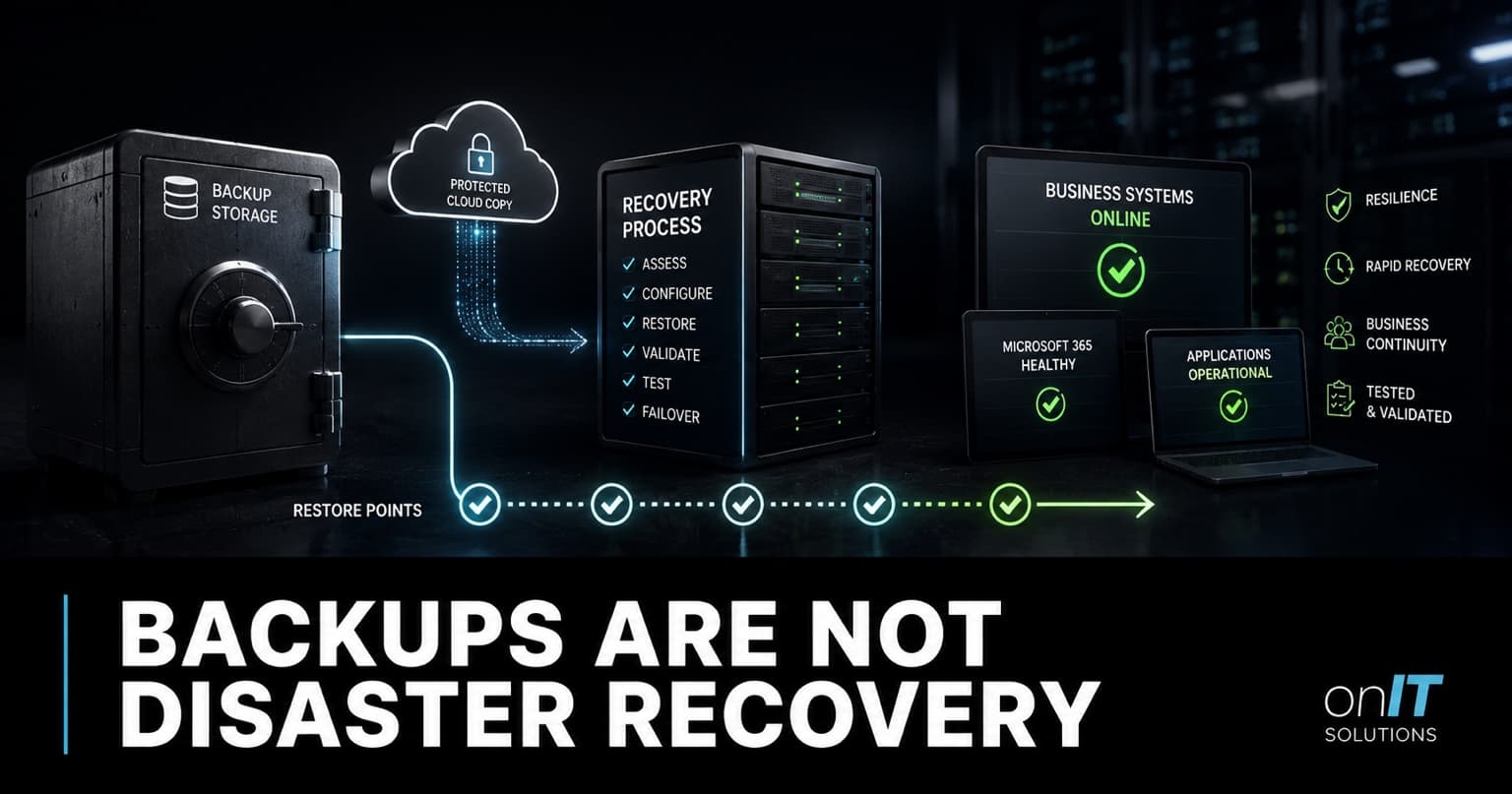 Backup storage compared with a complete disaster recovery process