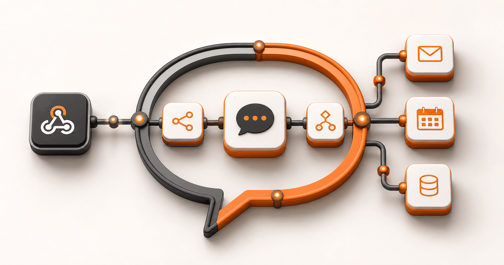 n8n chatbot workflow builder with connected app nodes and chat interface