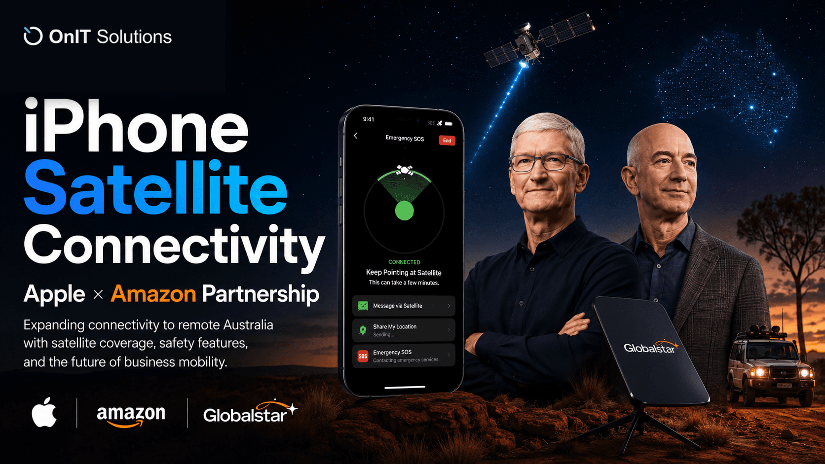 Smartphone connected to satellite network in remote Australia