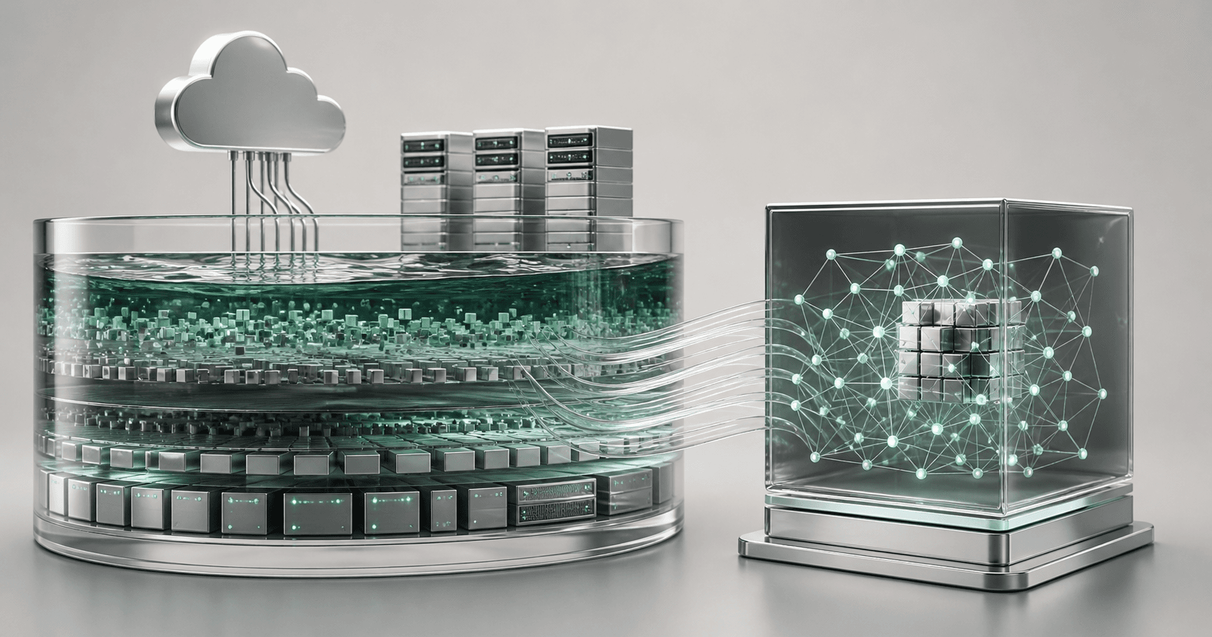 Modern data lake architecture with cloud storage and AI data pipelines