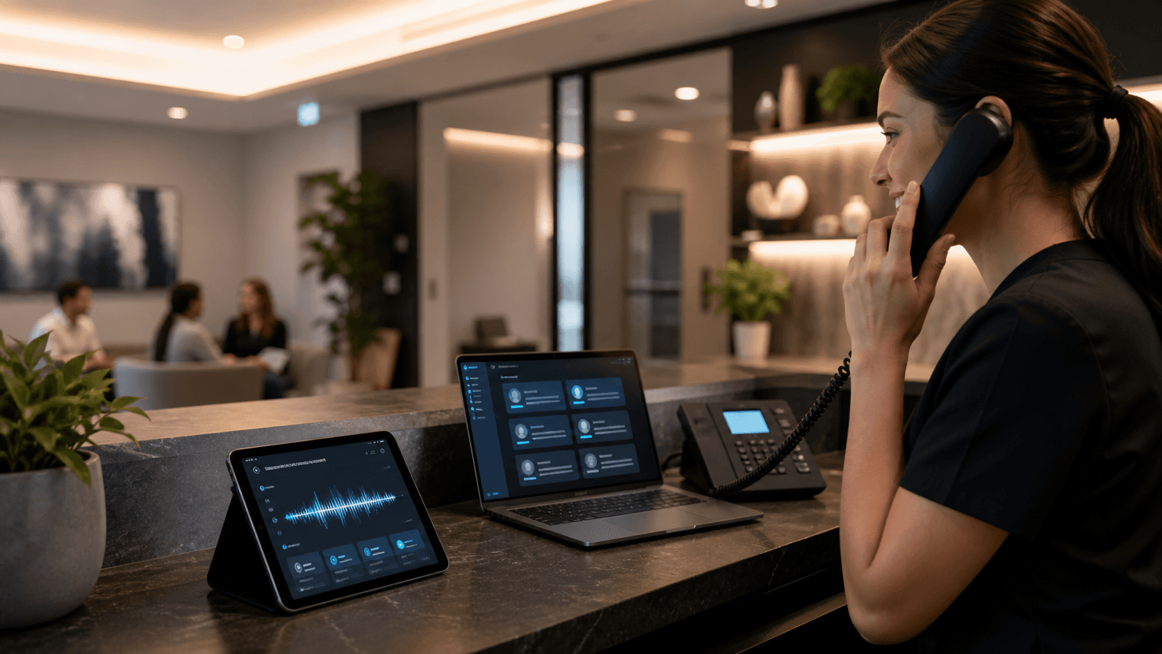 AI voice assistant reception interface showing how it handles inbound calls for Sydney businesses