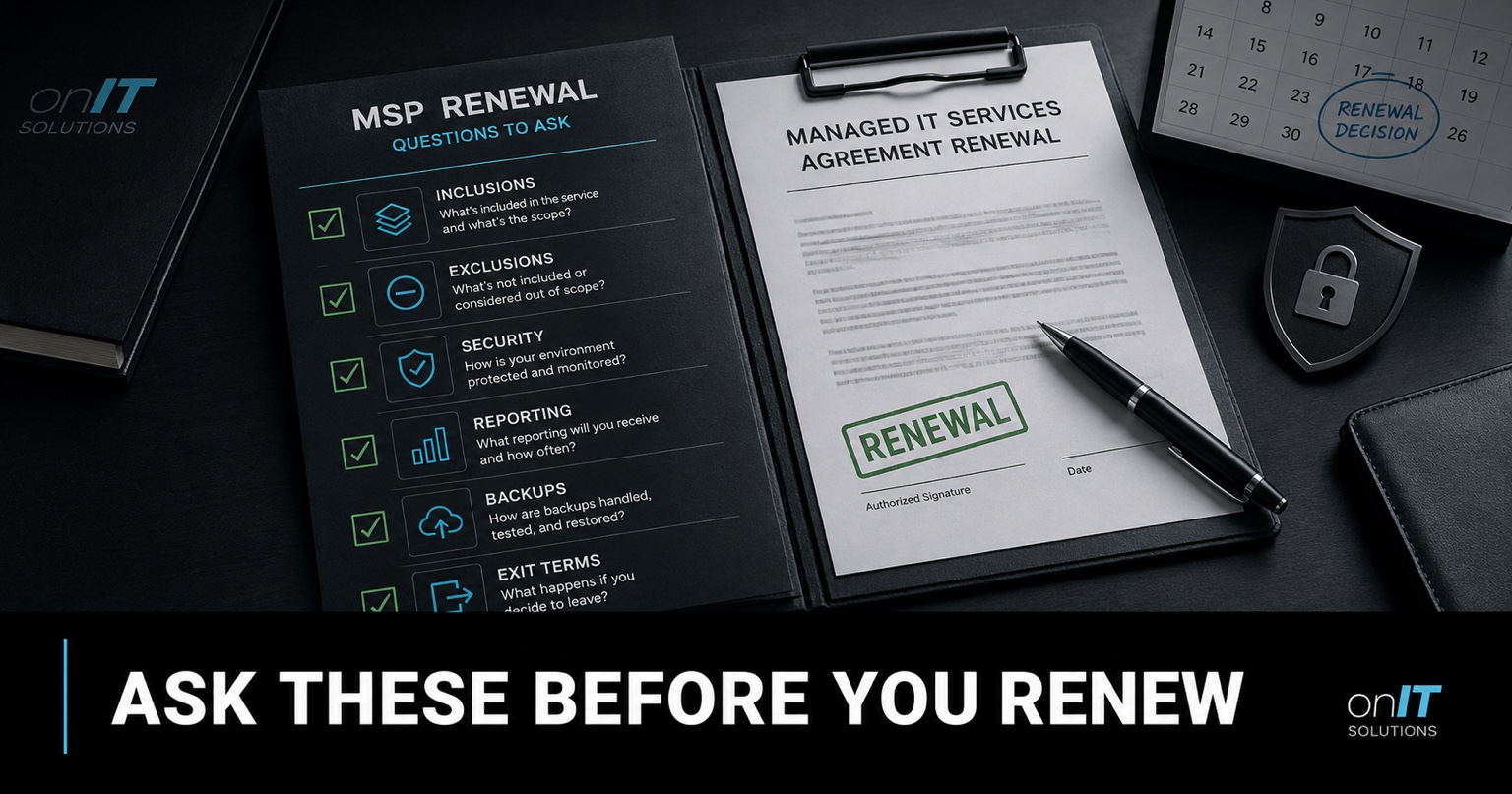 Business leaders reviewing MSP agreement renewal questions